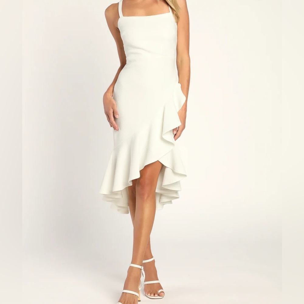Selfie Leslie White Bodycon High-Low Dress